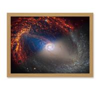 NASA Hubble James Webb Telescope Spiral Galaxy NGC 1512 Framed Art A4 Artery8 Light Oak A4