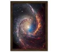 NASA Hubble James Webb Telescope Spiral Galaxy NGC 1566 Framed Art A4 Artery8 Brown A4
