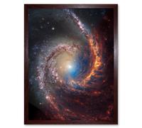 NASA Hubble James Webb Telescope Spiral Galaxy NGC 1566 Framed Art Artery8 Brown W12 inch x H16 inch