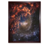 NASA Hubble James Webb Telescope Spiral Galaxy NGC 2835 Framed Art Artery8 Brown W12 inch x H16 inch