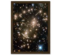NASA Hubble Telescope Asteroids Field Abell 370 Galaxy Asteroid Trails Framed Art Print Artery8 Brown A4