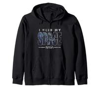 NASA I Need My Space Astronaut Silhouette Bold Classic Logo Zip Hoodie