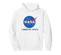NASA I Need My Space Round Meatball Logo Space Science Pullover Hoodie, Adult Unisex, White, Large
