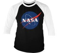 NASA Insignia Baseball 3/4 Sleeve Tee T-Shirt White-Black