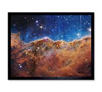 Wall Art Print NASA James Webb Space Telescope Cosmic Star Dust Cliffs In The Carina Nebula NGC 3372 Nircam Image Art Framed Artery8 Black W12 inch x H16 inch