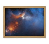 NASA James Webb Telescope Dark Side Pre-Stellar Ice Chemistry Artwork Framed Wall Art Print A4 Artery8 Light Oak One Size
