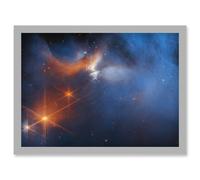 NASA James Webb Telescope Dark Side Pre-Stellar Ice Chemistry Artwork Framed Wall Art Print A4 Artery8 Light Grey One Size
