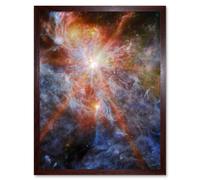 NASA James Webb Telescope Massive Cluster Born N79 Framed Art 12x16 Artery8 Brown W12 inch x H16 inch
