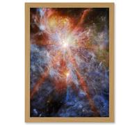 NASA James Webb Telescope Massive Cluster Born N79 Framed Wall Art A4 Artery8 Light Oak A4
