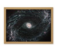 NASA James Webb Telescope NGC 1433 Intricate Network Gas Dust Galaxies Artwork Framed Wall Art Print A4 Artery8 Light Oak One Size