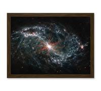 NASA James Webb Telescope NGC 7496 Intricate Network Gas Dust Galaxies Artwork Framed Wall Art Print A4 Artery8 Brown One Size