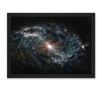 NASA James Webb Telescope NGC 7496 Intricate Network Gas Dust Galaxies Artwork Framed Wall Art Print A4 Artery8 Black One Size