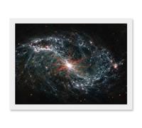 NASA James Webb Telescope NGC 7496 Intricate Network Gas Dust Galaxies Artwork Framed Wall Art Print A4 Artery8 White One Size