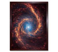 NASA James Webb Telescope Spiral Galaxy NGC 1566 Framed Wall Art 12x16 Artery8 Brown W12 inch x H16 inch