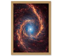 NASA James Webb Telescope View of Spiral Galaxy NGC 1566 Framed Art A4 Artery8 Light Oak A4