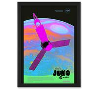 NASA Jupiter Juno Mission Psychedelic Artwork Framed Wall Art Print A4 Artery8 Black One Size