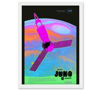 NASA Jupiter Juno Mission Psychedelic Artwork Framed Wall Art Print A4 Artery8 White One Size