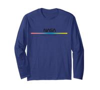 NASA Kennedy Space Center Rainbow Stripe Pullover Hoodie Long Sleeve T-Shirt