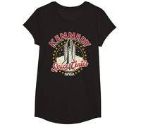 NASA Kennedy Space Center Red 3D Text T-Shirt, Girls, Black, Medium