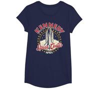 NASA Kennedy Space Center Red 3D Text T-Shirt, Girls, Navy Blue, X-Small