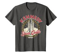 NASA Kennedy Space Center Red 3D Text T-Shirt, Youth, Asphalt Grey, Medium