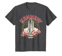 NASA Kennedy Space Center Red 3D Text T-Shirt, Youth, Dark Heather Grey, X-Small