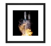 NASA Kepler Telescope Delta Rocket Launch 8X8 Inch Square Wooden Framed Wall Art Print Picture with Mount Artery8 Black One Size