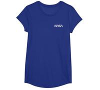 NASA Left Chest Simple Logo T-Shirt, Girls, Royal Blue, Large
