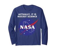 NASA Logo Actually It is Rocket Science Long Sleeve T-Shirt, Adult Unisex, Navy Blue, Medium