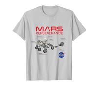 NASA Mars Perseverance Rover Diagram T-Shirt, Men, Silver Grey, 3X-Large