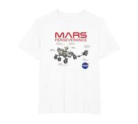 NASA Mars Perseverance Rover Diagram T-Shirt, Men's Big and Tall, White, 3X Tall