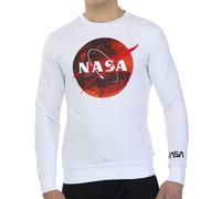 NASA MARS12S Mens basic long-sleeved round neck sweatshirt - White Cotton - Size X-Small