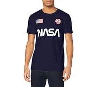 Nasa Men's Badge T Shirt, Navy Blue, S UK
