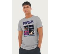 NASA Men's Beyond Earth Retro Montage T-Shirt in Mid Grey | Size: Small NASA Mid Grey S