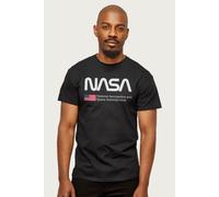 NASA Men's Classic Worm Text Logo US Flag T-Shirt in Black | Size: 2XL NASA Black 2XL