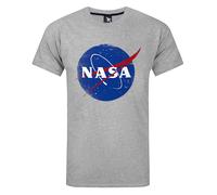 NASA Mens Grey Distressed Logo Short Sleeved T-Shirt - Medium