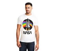 NASA Men's Rainbow Cotton T-Shirt White | Size: Medium NASA White M