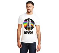 Nasa Men's Rainbow T Shirt, White, L UK