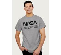 NASA Men's US Flag Japanese Text T-Shirt in Mid Grey | Size: Medium NASA Mid Grey M