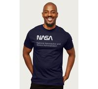 NASA Men's White Text National Aeronautics & Space Administration T-Shirt in Navy | Size: 2XL NASA Navy 2XL