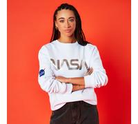 Nasa Metallic Logo Unisex Sweatshirt - White - XXL