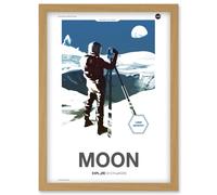 NASA Modern Explorers Explore Moon to Mars Lunar Architect Artemis Poster Artwork Framed Wall Art Print A4 Artery8 Light Oak One Size