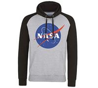 Nasa Officially Licensed Insignia Baseball Hoodie (Heather Grey - Black), Large