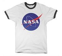 Nasa Officially Licensed Insignia Ringer Mens T-Shirt (White-Black), Small