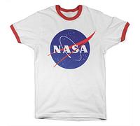 Nasa Officially Licensed Insignia Ringer Mens T-Shirt (White-Red), Large