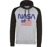 NASA Old Glory Baseball Hoodie Heather-Grey-Black