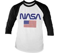 NASA Old Glory Baseball Longsleeve Tee White-Black