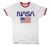 NASA Old Glory Ringer Tee T-Shirt White-Red