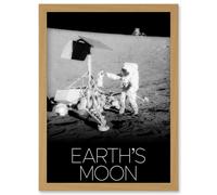NASA Our Solar System Earth's Moon Apollo 12 Lunar Surveyor Artwork Framed Wall Art Print A4 Artery8 Light Oak One Size