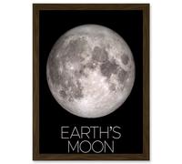NASA Our Solar System Earth's Moon Lunar Orbiter Image Artwork Framed Wall Art Print A4 Artery8 Brown One Size